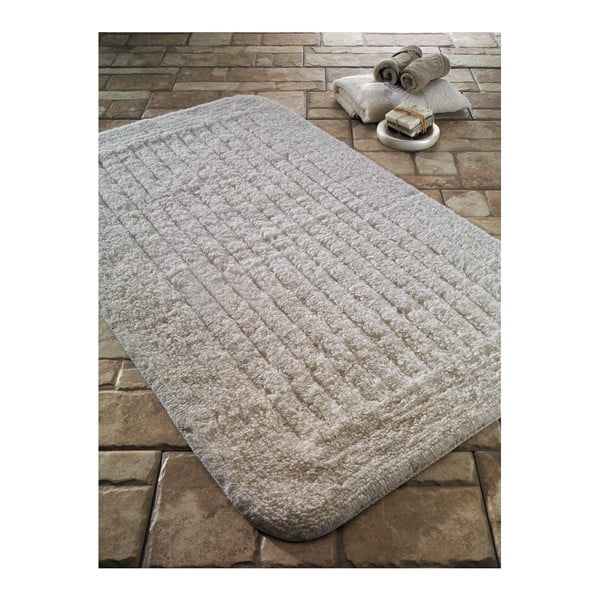 Tmavobéžová predložka do kúpeľne Confetti Bathmats Cotton Stripe, 70 × 120 cm