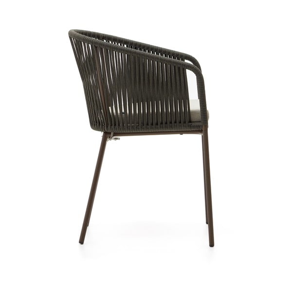 Zelená kovová/polstrovaná záhradná stolička Yanet – Kave Home-image-4