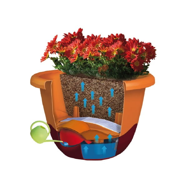 Biely samozavlažovací kvetináč vhodný k zaveseniu Plastia Mareta 25-image-2