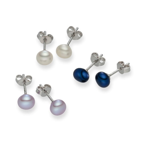 Sada 3 párov perlových náušníc Nova Pearls Copenhagen Genevieve