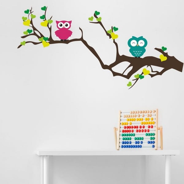 Dekoratívna nálepka na stenu Owl Tree
