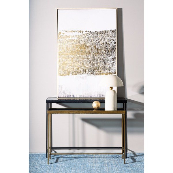 Čierne/v zlatej farbe konzolové stolíky v súprave 2 ks so sklenenou doskou 26x107 cm Yamir – Bizzotto-image-1