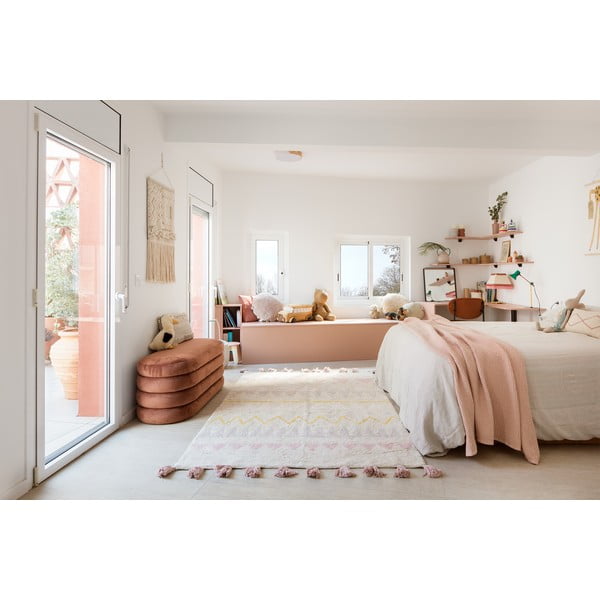 Ružovo-krémový prateľný ručne tkaný bavlnený detský koberec 120x160 cm Azteca Vintage Nude – Lorena Canals-image-1