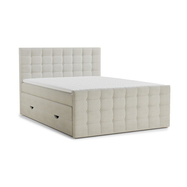 Krémovobiela boxspring posteľ s úložným priestorom 200x200 cm Tasca – Maison de Rêve