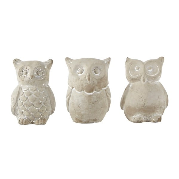 Sada 3 sošiek KJ Collection Owls, výšky 7 cm