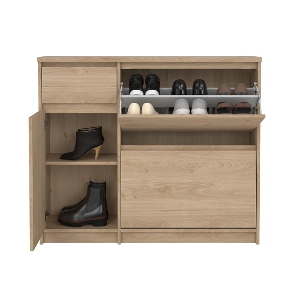 Výklopná skrinka na topánky v dekore duba v prírodnej farbe 109x93x32 cm Naia – Tvilum-image-3