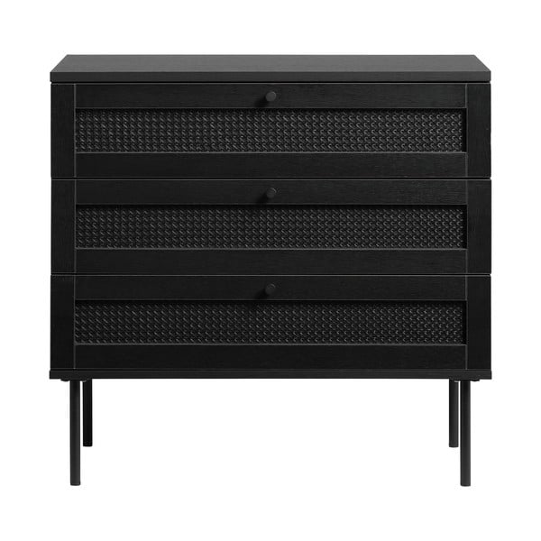 Čierna nízka komoda v dekore duba 80x75 cm Pensacola – Unique Furniture