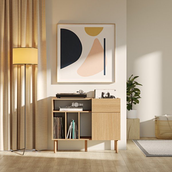 Nízka komoda na gramofónové dosky v dekore duba 100x80 cm Viny - TemaHome-image-1