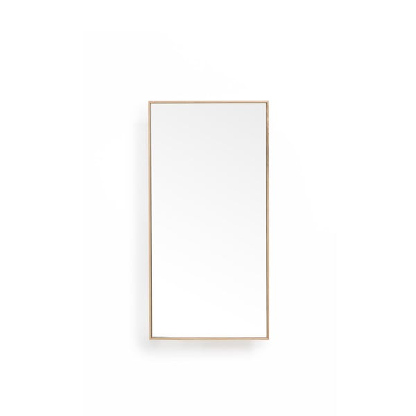 Police so zrkadlom z dubového dreva v prírodnej farbe 31x61,5 cm Slimline – Wireworks-image-2