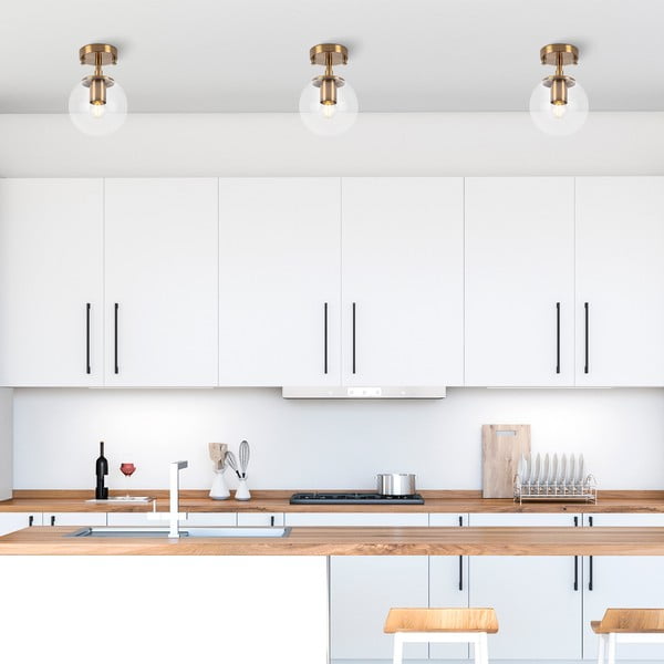 Stropné svietidlo v mosadznej farbe so skleneným tienidlom ø 15 cm Atmaca – Opviq lights-image-1