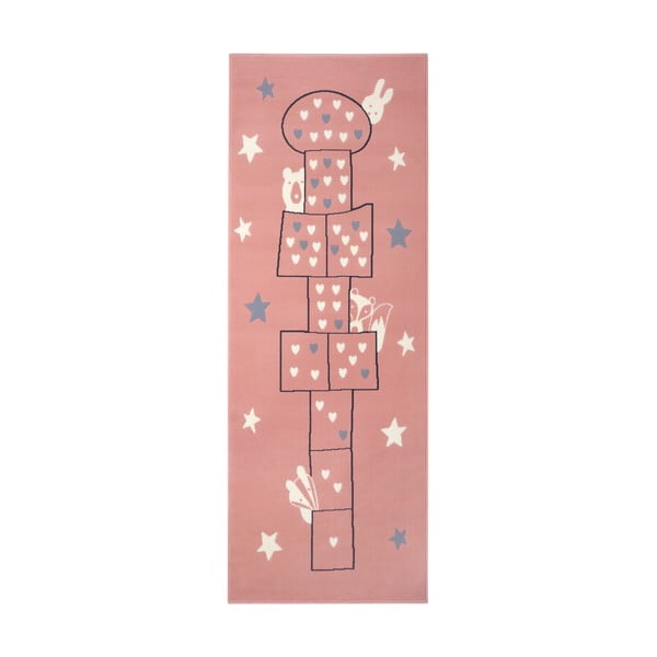 Detský ružový koberec Hanse Home Adventures Jump, 100 x 250 cm