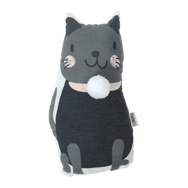 Detský vankúšik s prímesou bavlny Mike & Co. NEW YORK Pillow Toy Black Cat, 17 x 34 cm