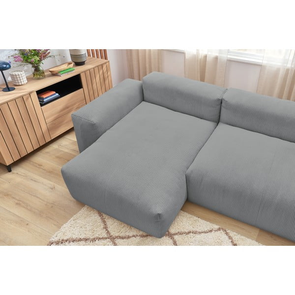 Svetlosivá menčestrová rohová pohovka (ľavý roh) Lafayette - Bobochic Paris-image-1