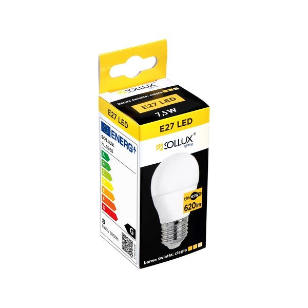 Teplá biela LED žiarovka E27, 7,5 W – Sollux-image-1