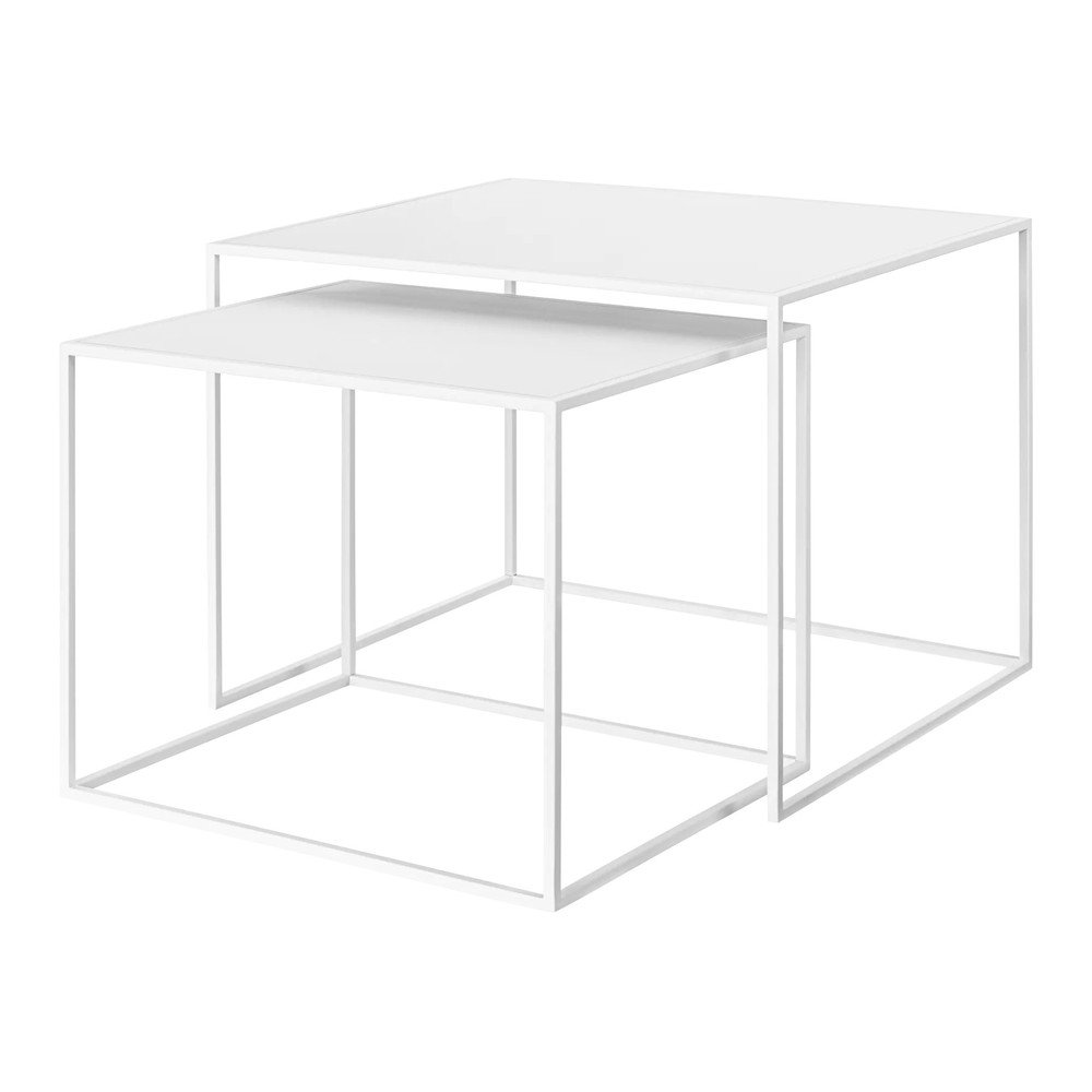 E-shop Biele kovové konferenčné stolíky v súprave 2 ks 50x60 cm Fera – Blomus