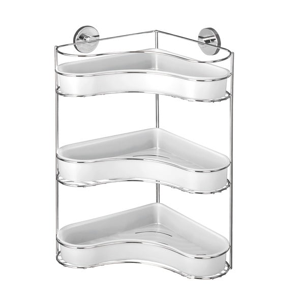 Samodržiaca trojposchodová rohová polička s miskami Wenko Vacuum-Loc, nosnosť až 33 kg-image-2