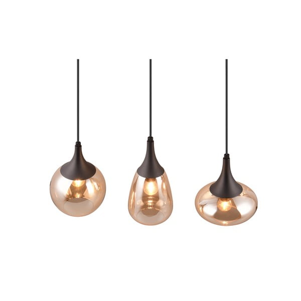 Čierno-oranžové závesné svietidlo so skleneným tienidlom Lumina – Trio-image-1