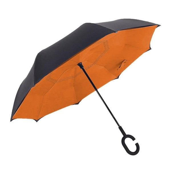 Oranžovo-čierny dáždnik Tangerine, ⌀ 110 cm