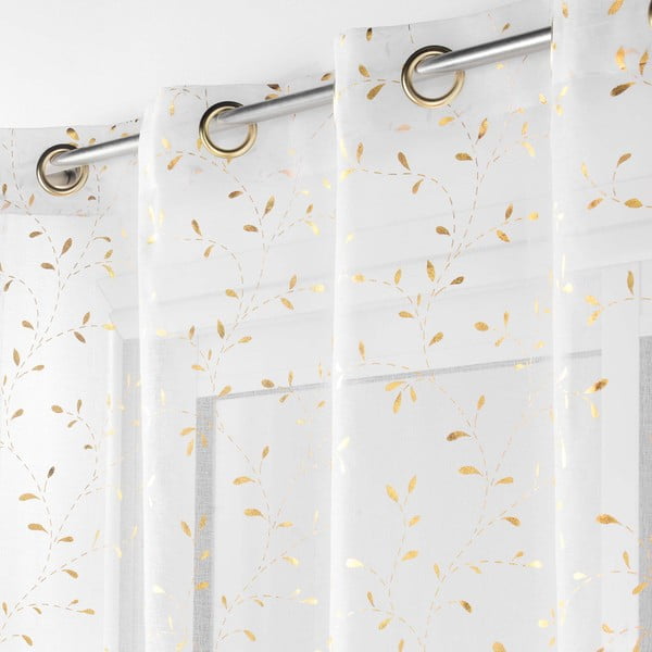 Voálová záclona v bielo-zlatej farbe 140x240 cm Floressia – douceur d'intérieur