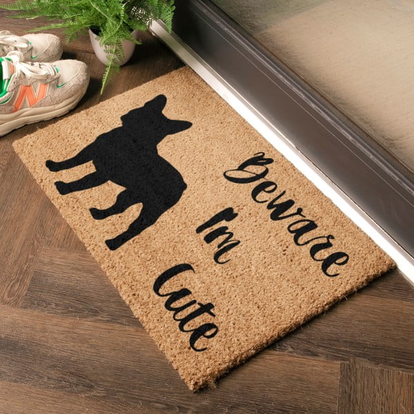 Rohožka z kokosového vlákna 40x60 cm Beware I'm Cute French Bulldog – Artsy Doormats-image-1