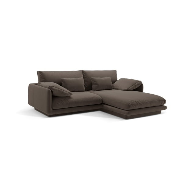 Hnedá zamatová rohová pohovka (pravý roh/s leňoškou) Torino – Micadoni -image-2