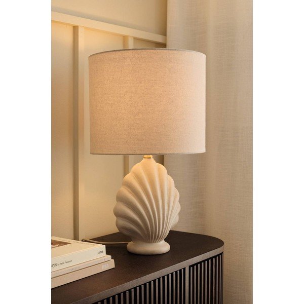 Biela/béžová stolová lampa z polyresínu (výška  58 cm) Shelley – Ellos Home-image-1
