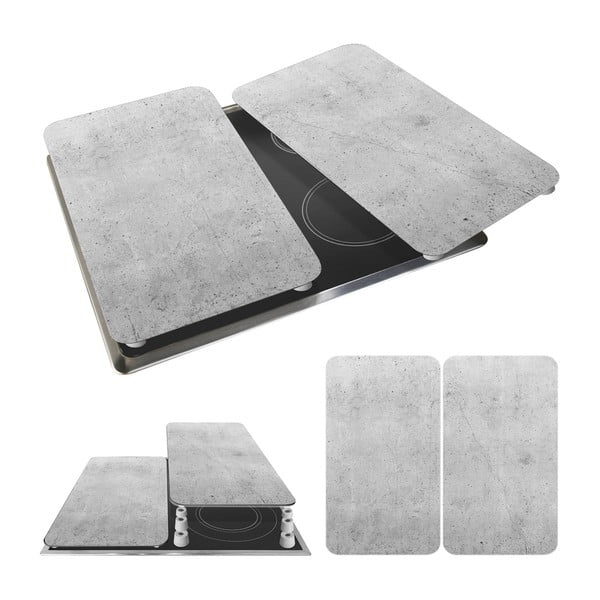 Súprava 2 sivých sklenených krytov na sporák Wenko Universal-image-3