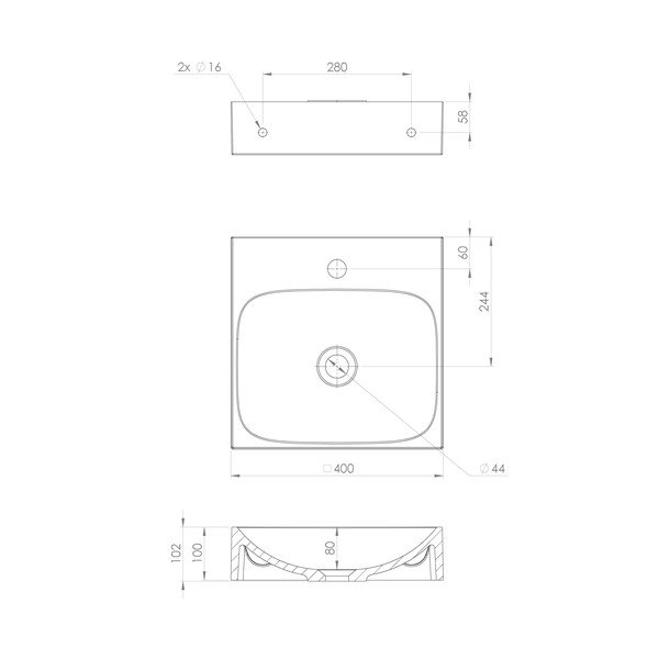 Biele umývadlo z liateho mramoru 40x40 cm Emona – Sapho-image-4