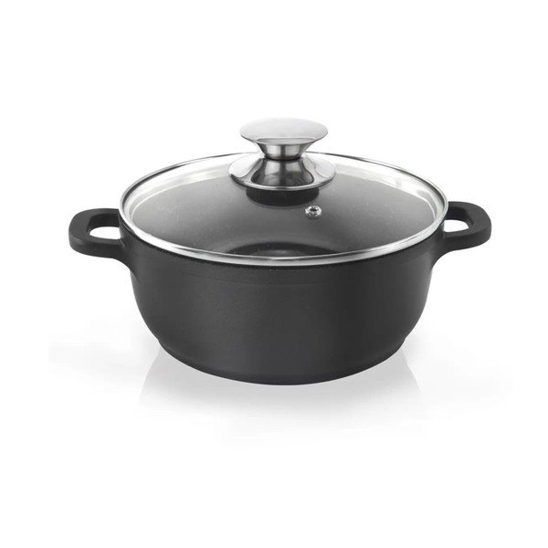 Hrniec s nepriľnavým povrchom Pfluon Granit so sklenenou pokrievkou Orion Grande, ⌀ 20 cm