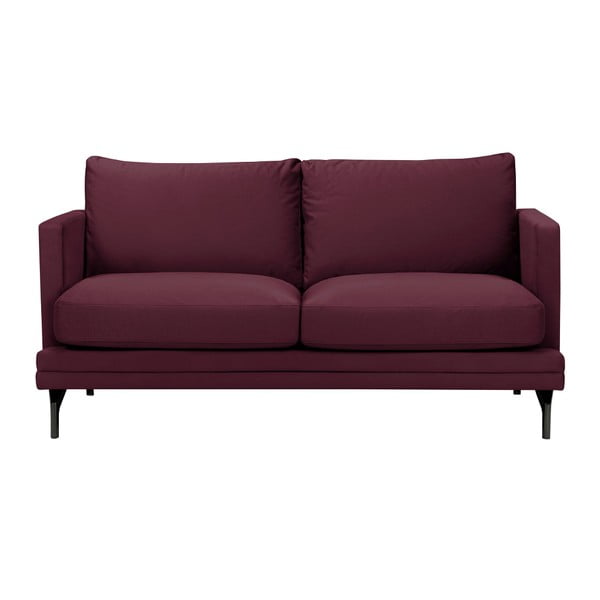 Bordovočervená dvojmiestna pohovka s podnožou v čiernej farbe Windsor & Co Sofas Jupiter