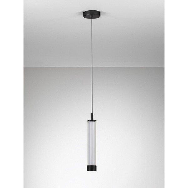 Matne čierne hliníkové LED závesné svietidlo so stmievačom so skleneným tienidlom ø 6,5 cm Glovia – Nova Luce-image-4