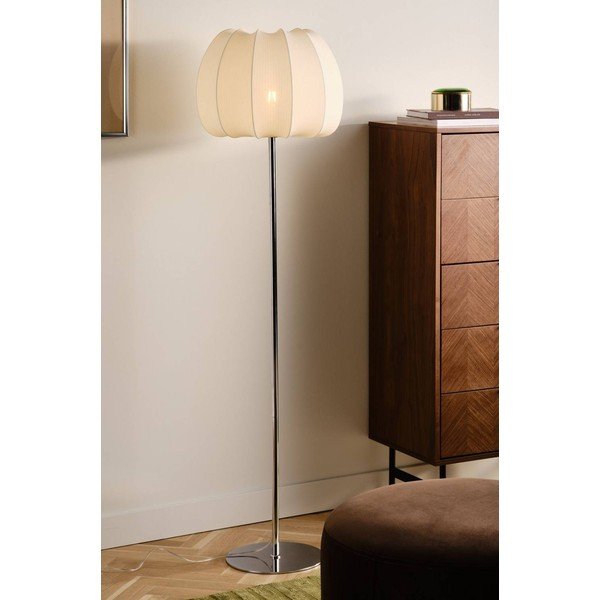 Biela/v lesklej striebornej farbe látková stojacia lampa (výška  150 cm) Pion – Jotex-image-1