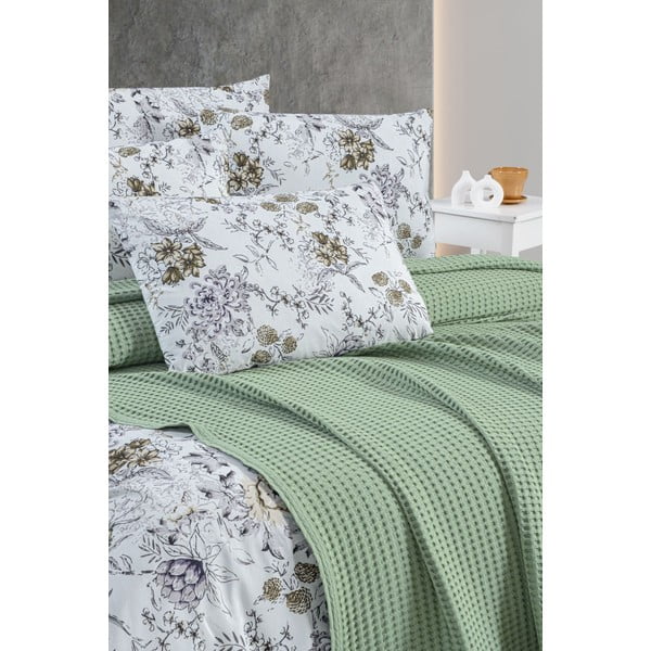 Zelený bavlnený pléd 220x240 cm Waffle – Mila Home-image-1