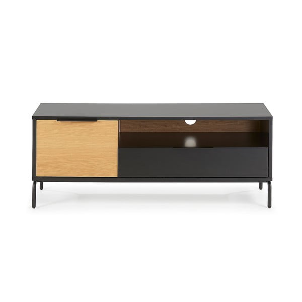 Čierno-hnedý TV stolík Kave Home SAVOI, 120 x 50 cm