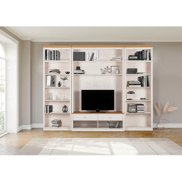 Biela TV zostava z borovicového dreva 288x223 cm Anita – Støraa-image-1