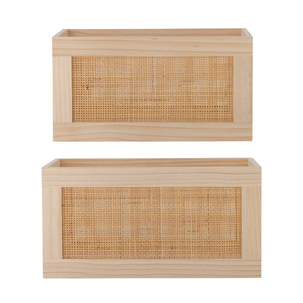 Drevené úložné boxy v súprave 2 ks v prírodnej farbe 39x29x20 cm Piana – Bloomingville-image-2