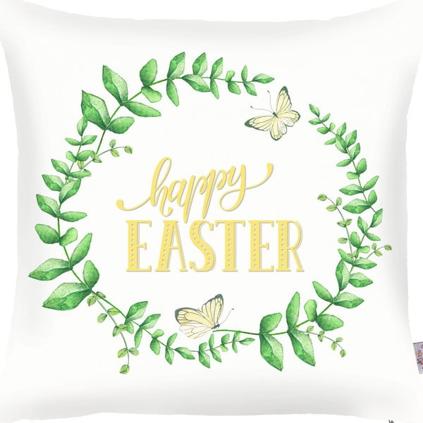 Zeleno-biela obliečka na vankúš Apolena Happy Easter, 43 × 43 cm