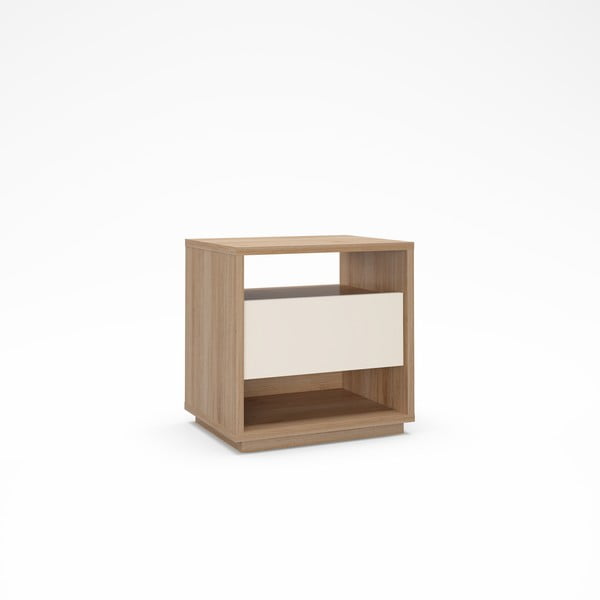 Krémovobiely/v prírodnej farbe nočný stolík v dekore duba Dennis – Marckeric-image-2