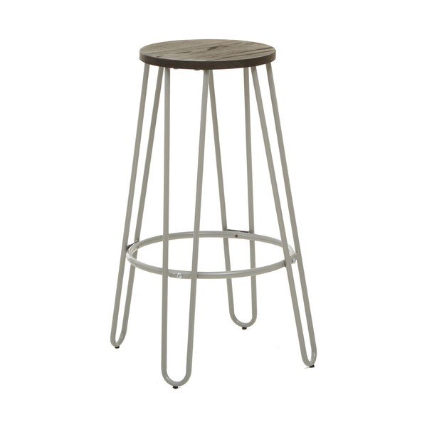 Sivá/v tmavo prírodnej farbe barová stolička z brestového dreva (výška sedadla 75 cm) District – Premier Housewares