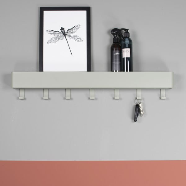 Sivozelený kovový nástenný vešiak s poličkou 72 cm Dax Play – Spinder Design-image-2