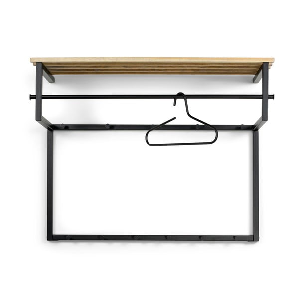 Čierny/v prírodnej farbe kovový nástenný vešiak s poličkou 100 cm Rizzoli – Spinder Design-image-2