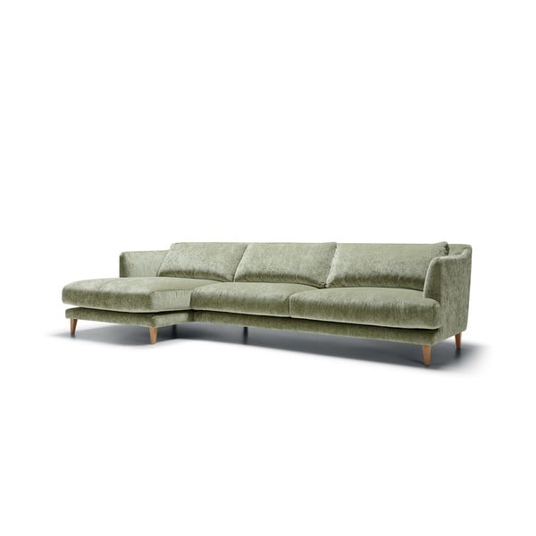 Svetlozelená zamatová rohová pohovka (ľavý roh) Vera – Sits