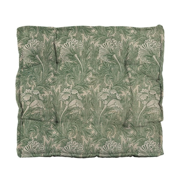 Zelený sedák s prímesou ľanu Tierra Bella Green Flowers, 37 x 37 cm-image-2