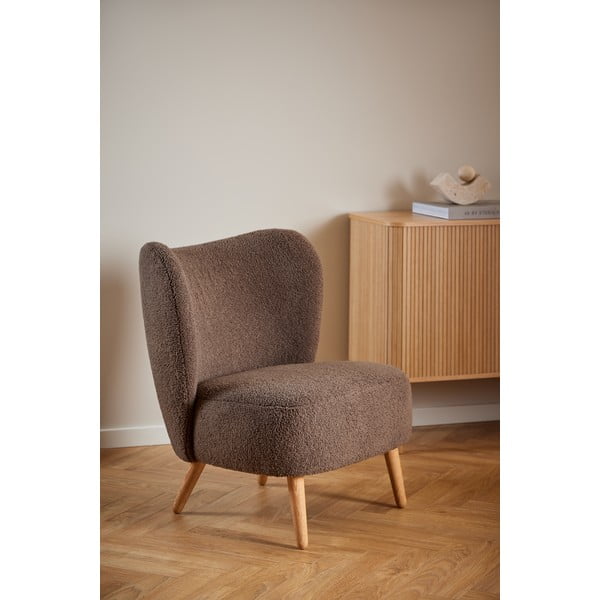 Hnedé kreslo z textílie buklé Elmont – Actona-image-1