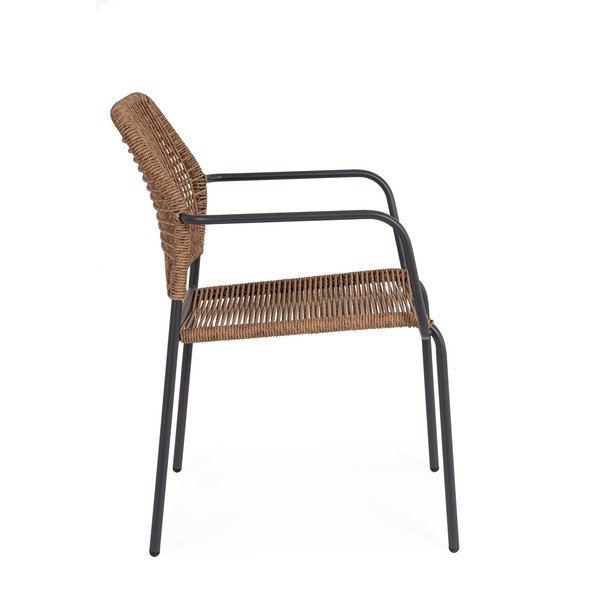 Tmavosivá/v prírodnej farbe kovová záhradná stolička Jable – Bizzotto-image-3