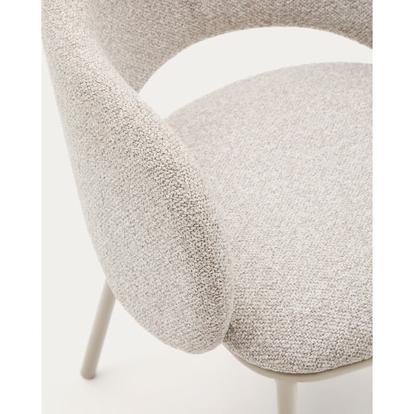 Slonovinové čalúnené jedálenské kreslo Maina – Kave Home-image-3