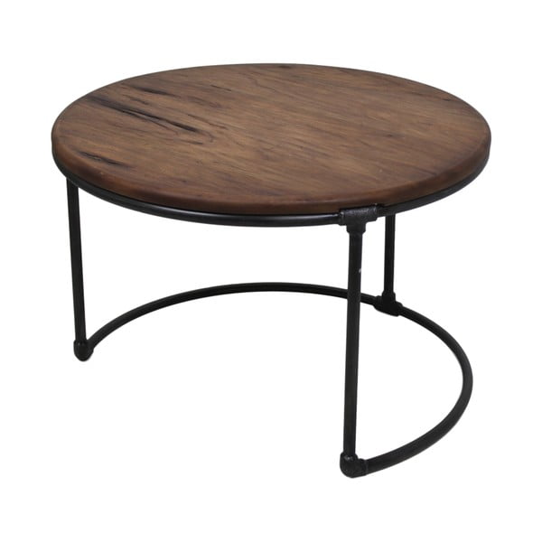 Odkladací stolík z teakového dreva a kovu HSM Collection Round, 70 × 70 cm