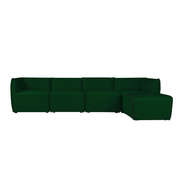 Zelená modulová štvormiestna pohovka s ležadlom Norrsken Ebbe
