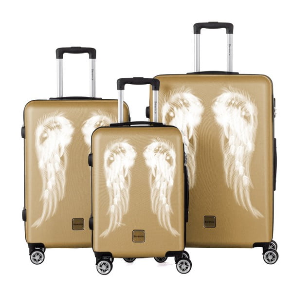 Sada 3 cestovných kufrov v zlatej farbe Berenice Wings