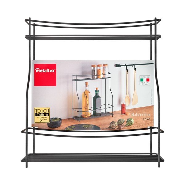 Čierna dvojposchodová prídavná polica do kuchyne Metaltex Balsamico Lava-image-3